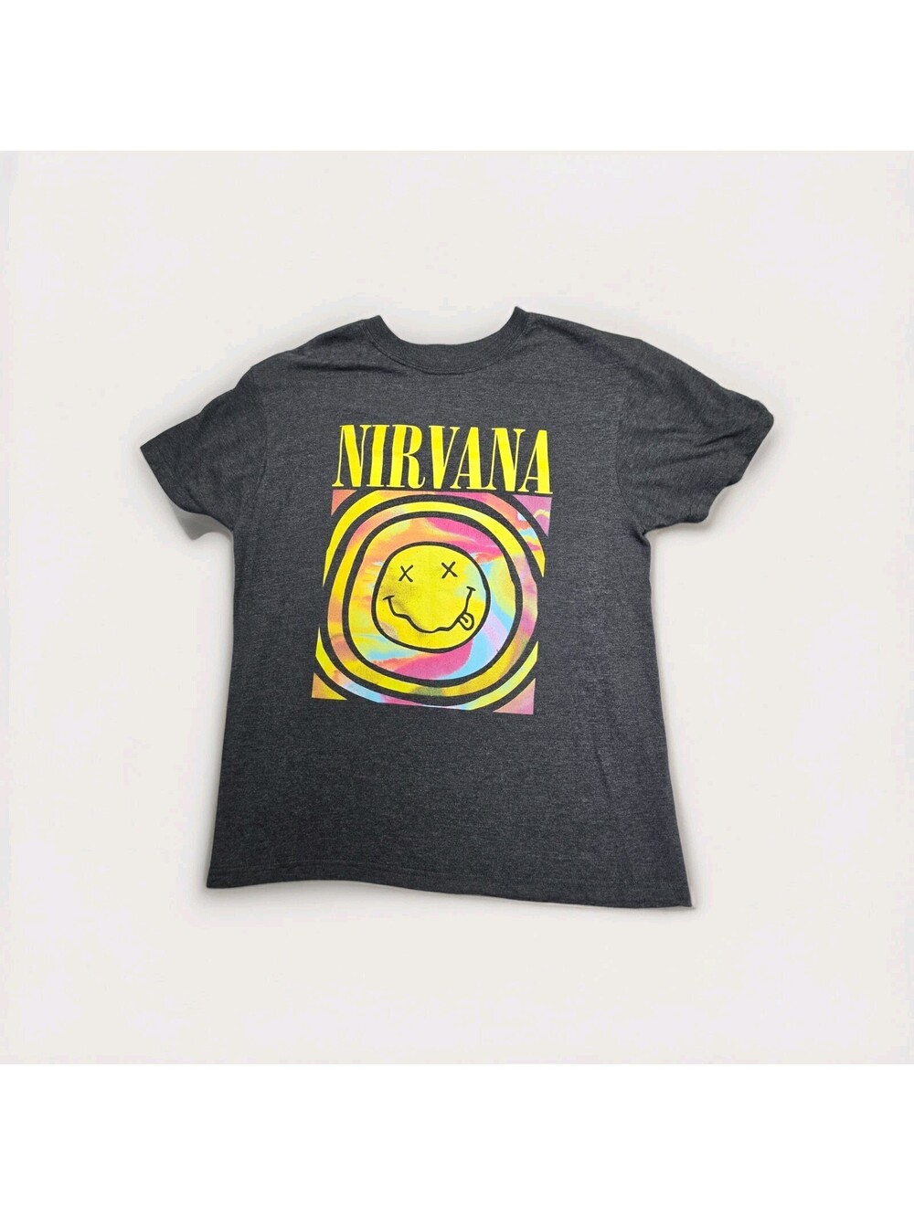 Nirvana Smiley Face Short Sleeve Graphic T-Shirt Tie Dye Size Womens Large